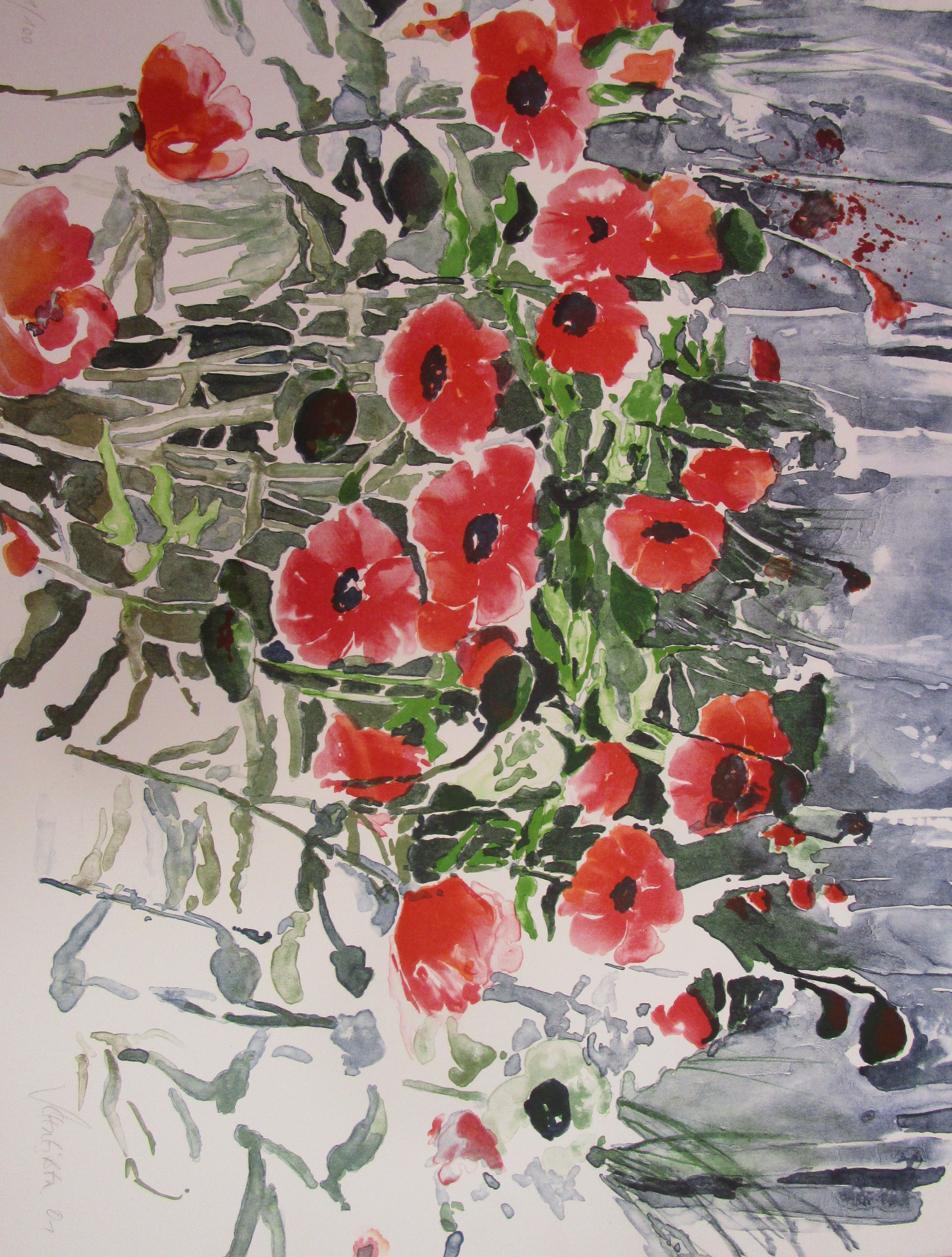Roter Mohn 2001;Farblithografie, 100 Exemplare,;50 x 65 cm;400 - Galerie Wroblowski